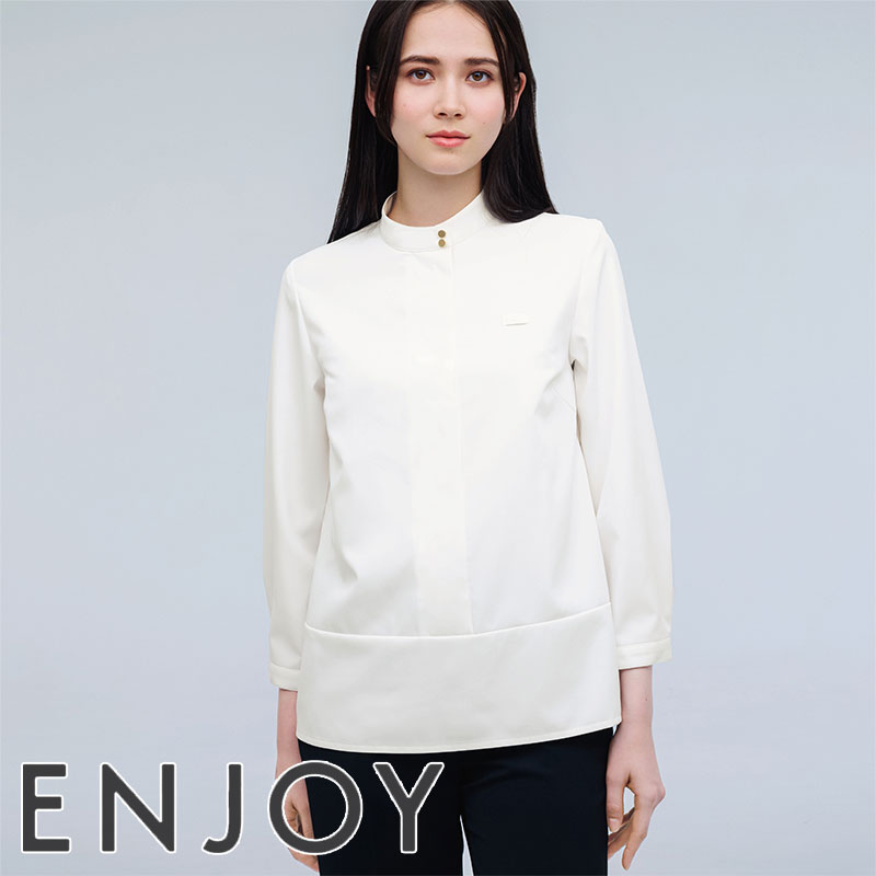 ENJOYNoir スタンドカラーブラウス(八分袖）NWB074 エンジョイ NOBLE CROSS 事務服 アクセサリー フォーマル ホテル フロント 受付 制服 ユニフォーム｜バートル作業ユニフォームいしまる