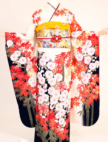 【レンタル】【振袖 レンタル】成人式着物 K12168　ikko桜紅葉（成人式 結婚式 結納 お呼ばれ 振袖フルセット）