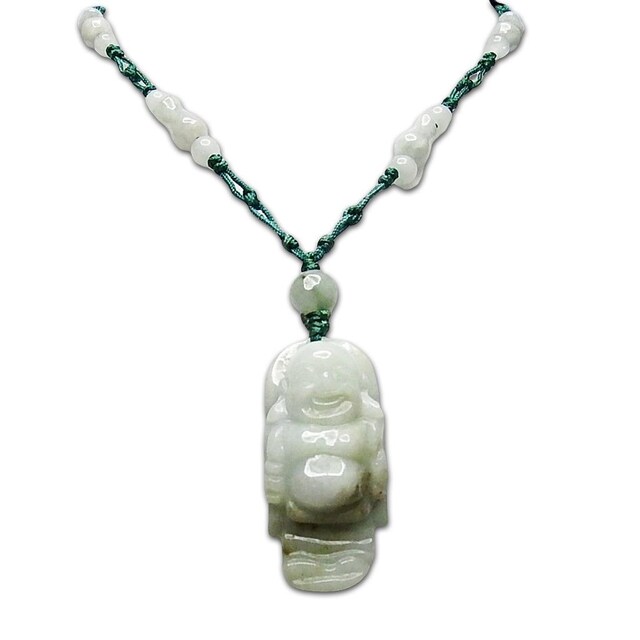 翡翠と金メッキの仏像ネックレス 布袋様と観音様 2点セット鑑定書付 lulu-house_a18339