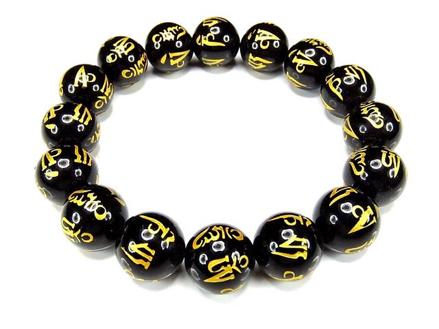 楽天市場】水晶六字真言梵字金箔彫り約12mmブレスレット数珠念珠厄除け