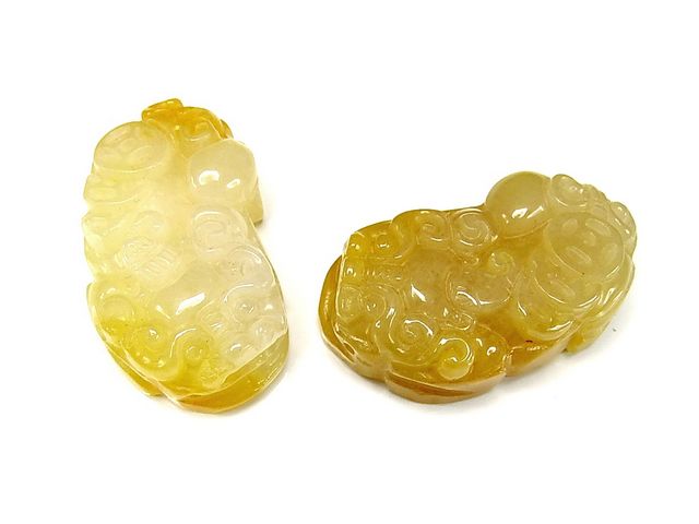 楽天市場】AAA薄緑色天然石ひすい母子ヒキュウ彫刻品ペア家庭