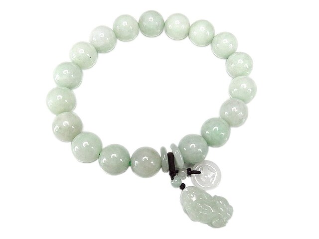 楽天市場】薄緑色ひすい本翡翠ジェダイト約13mm弱天然石ブレスレット