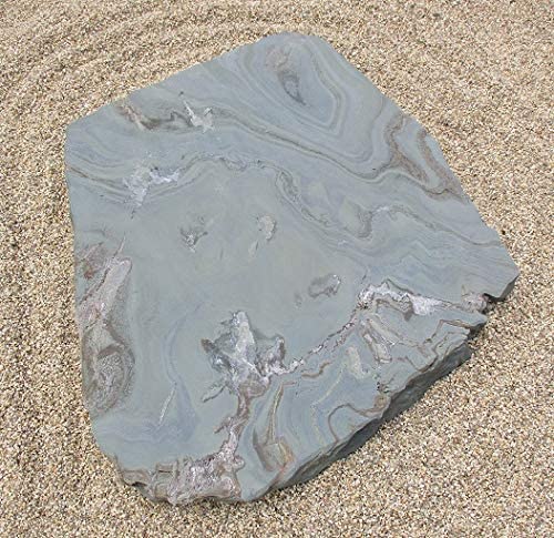 【国産・日本産・愛媛県産】【伊予青石】【飛石 飛び石 拝石 足付き石ころ】【庭石  景石  石の飾り付け】【坪庭 和風 室内装飾 花やしき】【分かりやすい備えつける（下場平切）】【天場（上っ側）：ブラジャー同盟罷工仕上】 花・ガーデン・DIY-石材-木材・建築資材・設備
