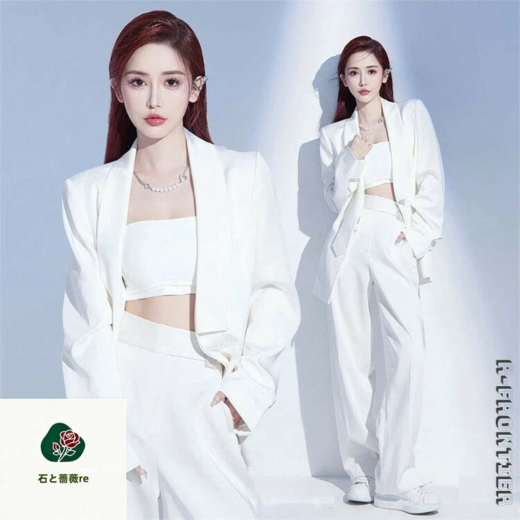 k-pop御召しもの 社交ダンス御召しもの セットアップ  ズボン下背広 レディース 今めかしい 成年者 白 無地 社交ダンス背広 3点仕掛ける 御居処跳ねる ズージャー社交ダンス 御召しもの 韓国 白いこと 社交ダンス御召しもの セットアップ HIPHOP ズボン下 上衣 オーパーサイズ  第八芸術映画化 背広