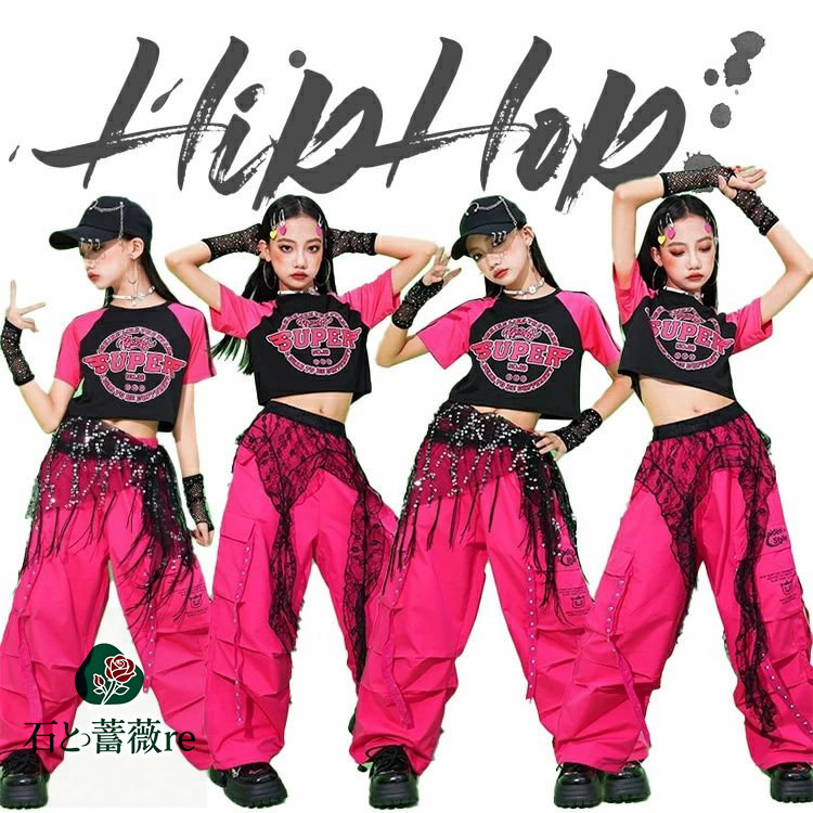 ハンドメイド　チェリーピンク系　社交ダンス　セットアップ　トップス　スカート ハンドメイド チェリーピンク系 社交ダンス セットアップ トップス