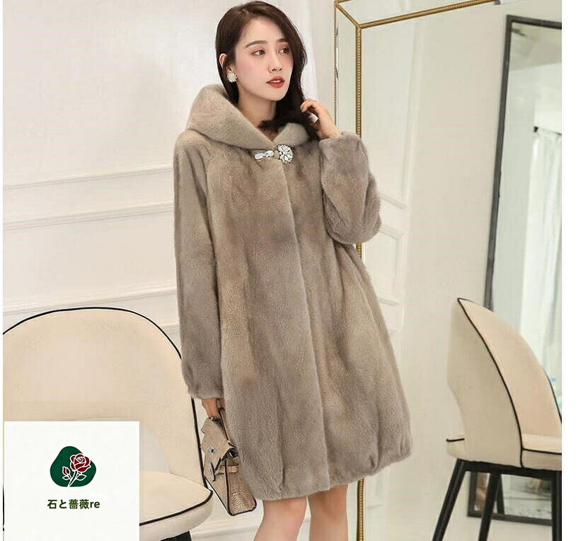 フェイクファーコート ファーコート レデイース 毛皮コート 冬服 30代 40代 50代 カジュアル モコモコ 韓国風 フード付き ロング丈コート きれいめ 長袖 アウター フード付き きれいめ 高品質 暖かい 厚手 OL｜石と薔薇re