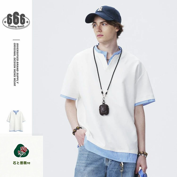 Tシャツ メンズ 半袖Tシャツ カジュアル 無地 通気性 お洒落 夏服 トップス 重ね着風 ティーシャツ 半袖 tシャツ 吸汗速乾 ブラック ホワイト トレンド 20代 30代 40代 50代 60代 メンズファッション 夏 父の日