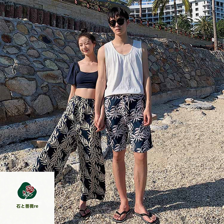 ペアルック 夫婦 親子 恋人 彼氏 彼女 おそろい お揃い カップル ペアルック レディース メンズ カップル 大きいサイズ ショートパンツ ビキニ サーフパンツ ハネムーン 蜜月 海外旅行 M L XL 2XL