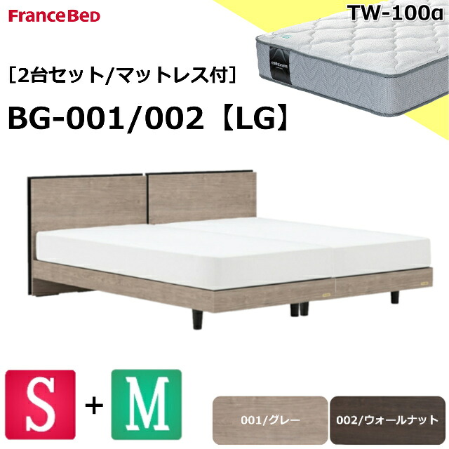 特別価格 2台セット ベッドセット シングル セミダブル フランスベッド ベッド シングルサイズ セミダブルサイズ 2台 BG-001 002 レッグ 脚 TW-100α 正規品 LG シンプル 薄型ヘッドボード コンセント スノコ床板 マットレスセット セット 日本製 高品質 送料無料 設置無料｜isサポート　店 137,800円