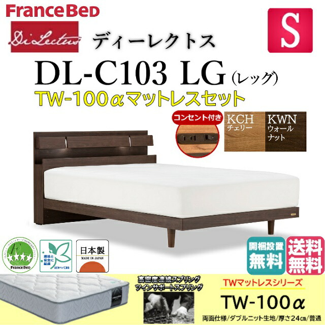 フランスベッド マットレス仕掛ける シングル ディーレクトス DL-C103 TW-100α LGひな形 分かりやすいひな型 収納家具 レッグ 脚 高さ2座標軸 高さ自然調整 LED照明装置 差し込み スノコ床板 日本製 高品質 シングル大きさ 臥榻仕掛ける スノコ すのこ 貨物輸送無料 開梱とり備える無料