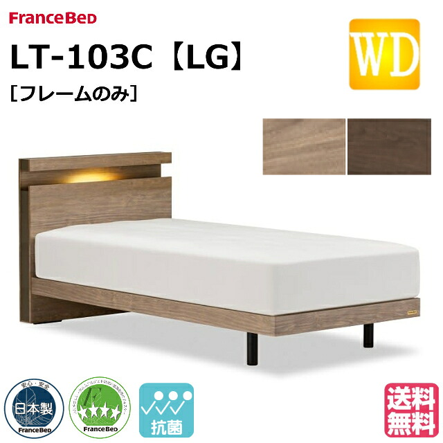 フランスベッド ベッド ベッドフレームのみ LT-103C LG ワイドダブル レッグ 脚 ベッドフレーム ベットフレーム 日本製 シンプル ワイドダブルサイズ フランスベッド製 国産 日本製 すのこ スノコ 床板 お掃除ロボット対応 抗菌シート 抗菌 キャビネット コンセント モダン