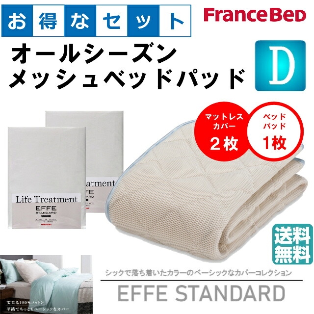 お得な選りわける3点仕掛ける ダブル ＥＦＦＥ標準尺度 オールシーズンメッシュベッドパッド 防真菌 高性能衣料繊維モイスケア SEK制菌産業 抗菌・防臭産業 洗える 色合い4色 すべり止め天然ゴム付 貨物輸送無料