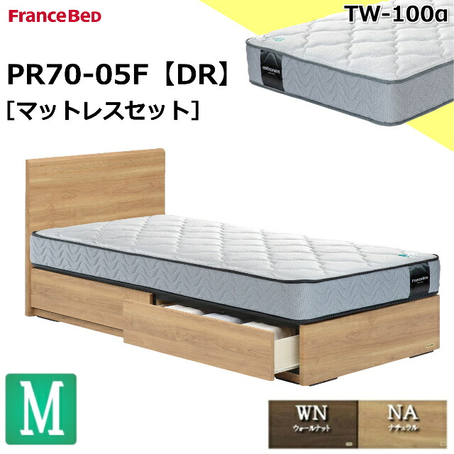 特別価格 ベッドセット フランスベッド セミダブル PR70-05F DR TW-100α TW100 マットレス ミディアム ソフト チェストベッド シンプル 薄型ヘッドボード ドロアー 引出し 収納 スノコ床板 セミダブルサイズ マットレスセット ベットセット セット 日本製 送料無料 設置無料|isサポート 店