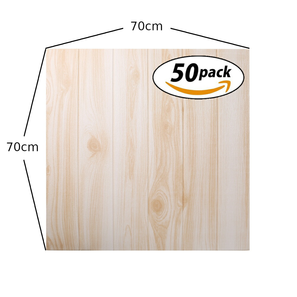 Isl ウォールステッカー ナチュラルウッド 木目調 70cm 70cm 3dクッション壁紙 50枚セット Onpointchiro Com