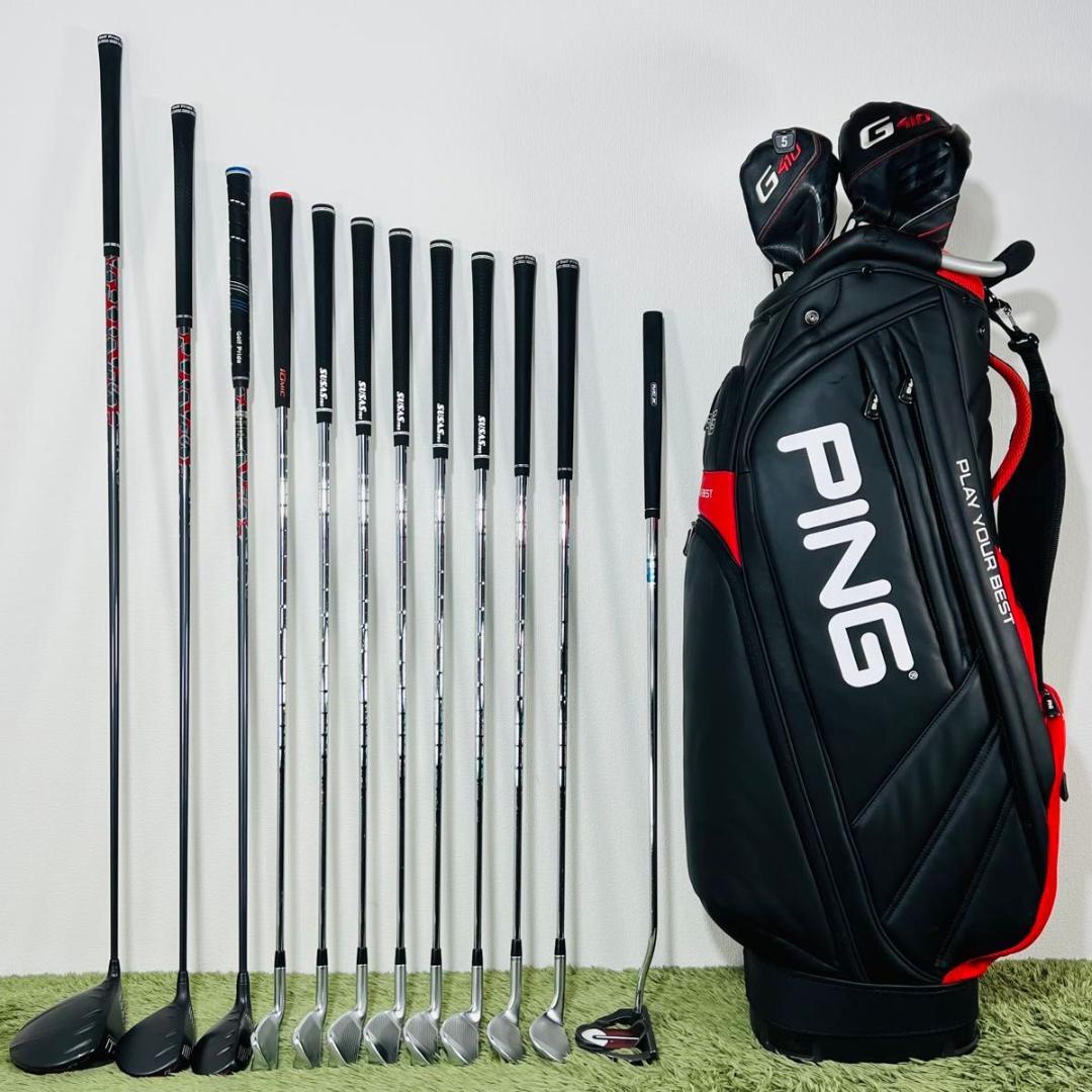 【中古】いの一番 オールG410 フルセット キャディバック付き添い人 12本仕掛ける メンズゴルフ 未経験者 取扱説明書 大人気 教科課程御目見得 PING 右利き FLEX S