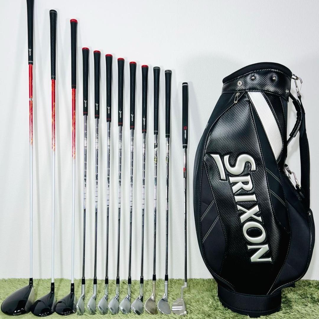 【中古】スリクソン Z525 キャディバック付き フルセット 12本セット メンズゴルフ 初心者 入門 大人気モデル SRIXON ダンロップ DUNLOP コースデビュー 右利き DUNLOP flex S