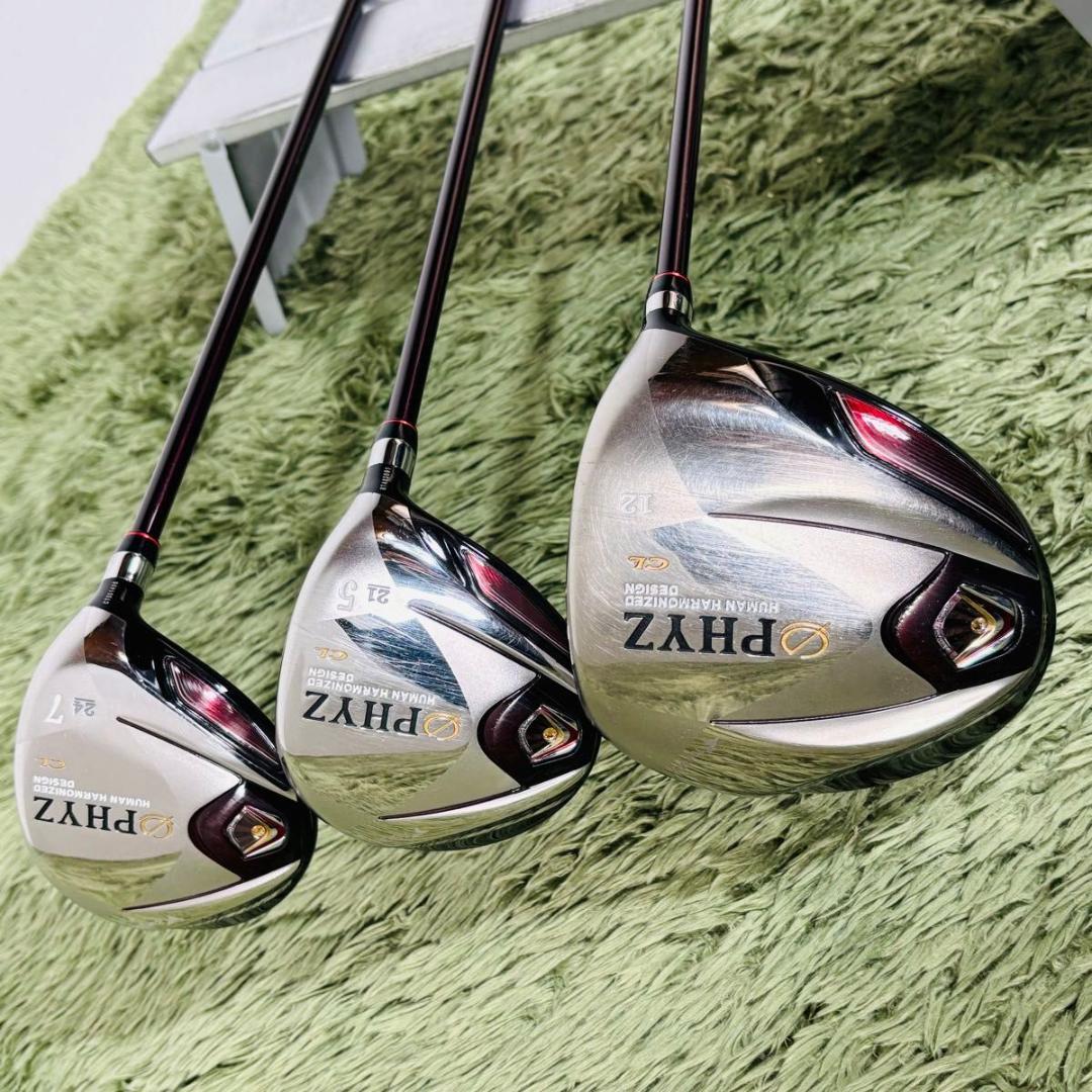 【中古】ファイズ CL ウッド3本セット レディースゴルフ 初心者 入門 大人気モデル PHYZ BRIDGESTONE ブリヂストン PZ-401W 純正カーボンシャフト 女性 右利き flex A｜Re.ISLAND 店
