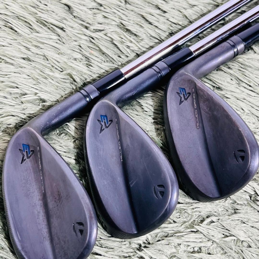 【中古】仕立て屋お手伝いさん ミルドグラインド3 黒いこと ウェッジ3本仕掛ける メンズゴルフ TaylorMade MILLED GRIND3 BLACK N.S.PRO Zelos8 ゼロス スチール写真立て坑 右利き 成人男性 flex S