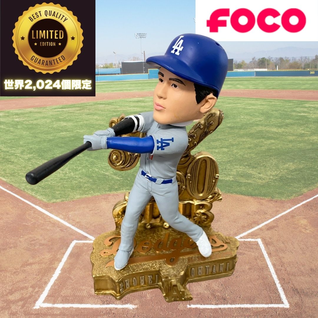 【2024体限定】大谷翔平 ロサンゼルス・ドジャース バブルヘッド人形 50ホームラン/50盗塁 記念 7インチ 打者 後ろの壁がゴールド MLB公式 [並行輸入品]