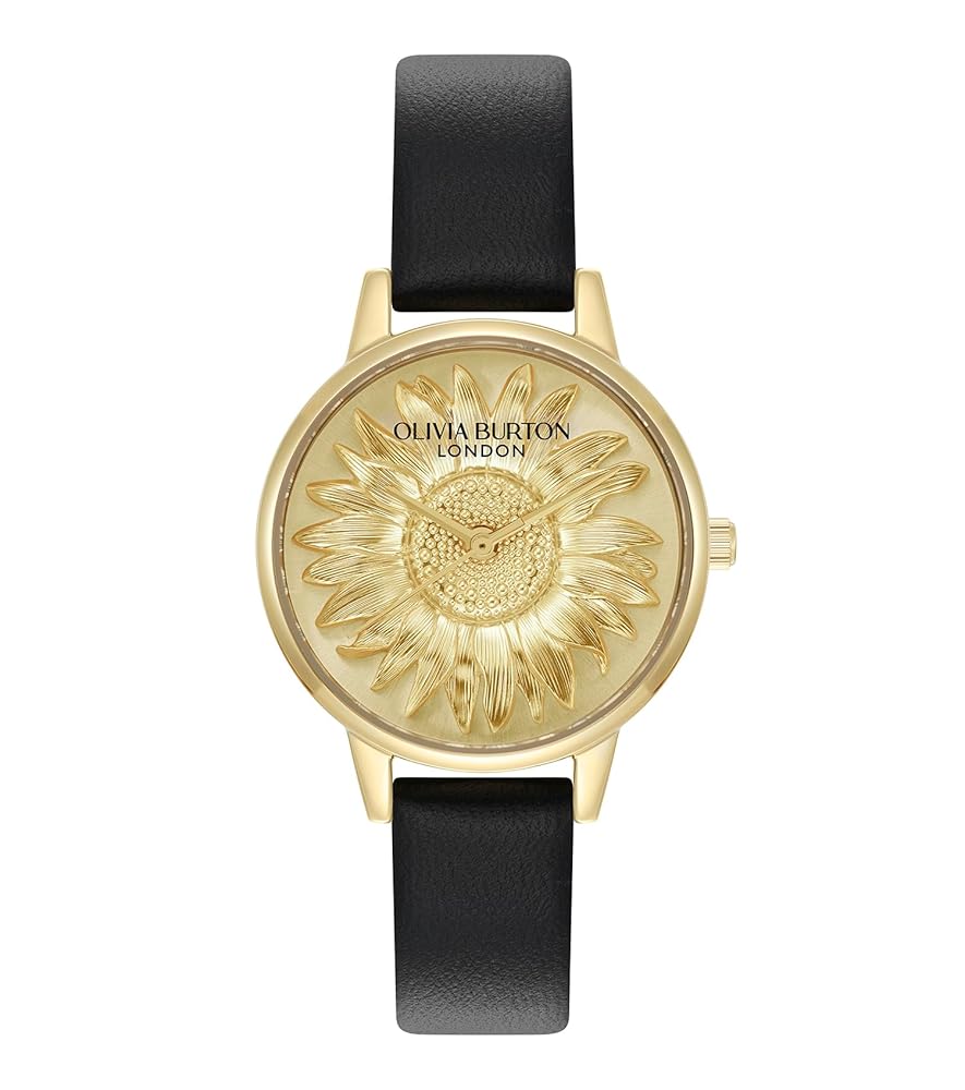 【保証書付き】オリビアバートン OLIVIA BURTON 時計 腕時計 レディース アナログ 24000222 3D フラワー ミディ おしゃれ 人気 ゴールド ブラック レザー｜Island Store