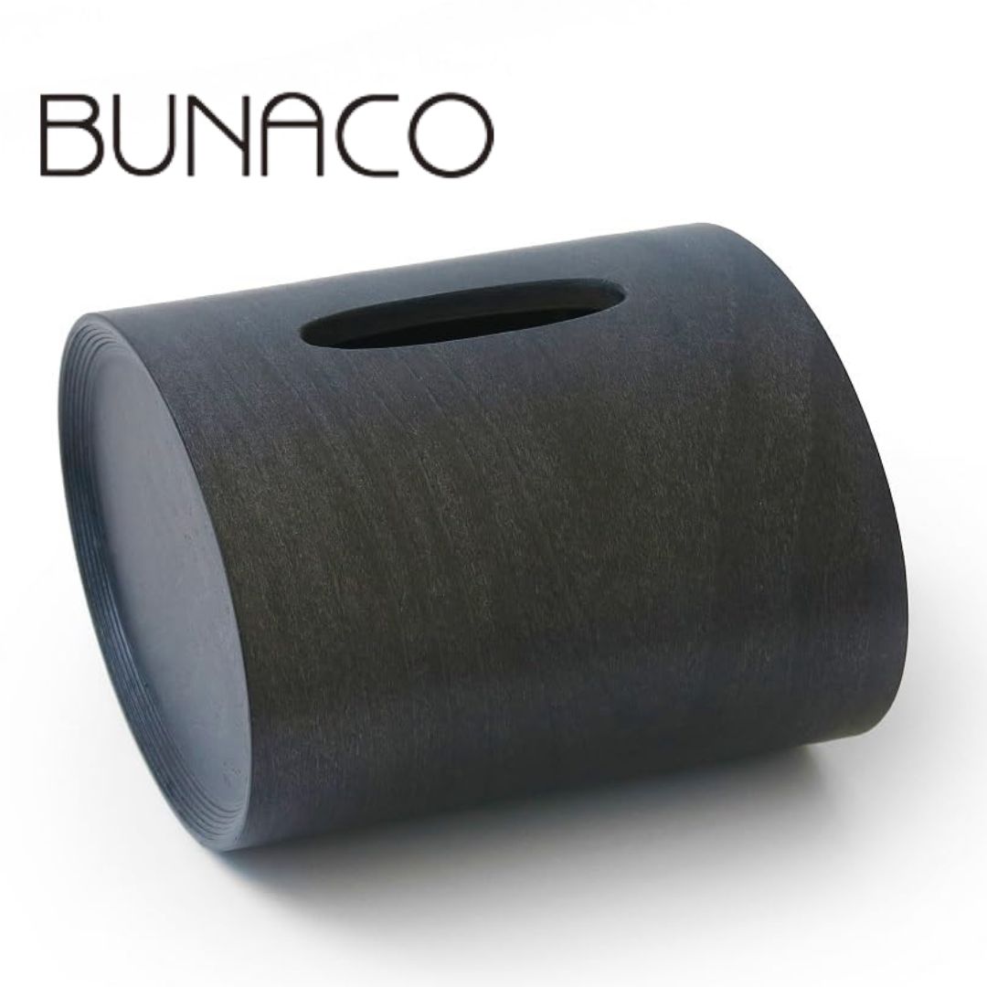 【日本製】BUNACO SWING ＜ハーフサイズ＞ ティッシュケース ティッシュボックス コンパクト ミニ 箱 木製 おしゃれ カバー 卓上 可愛い IB-T2492（ブラック）