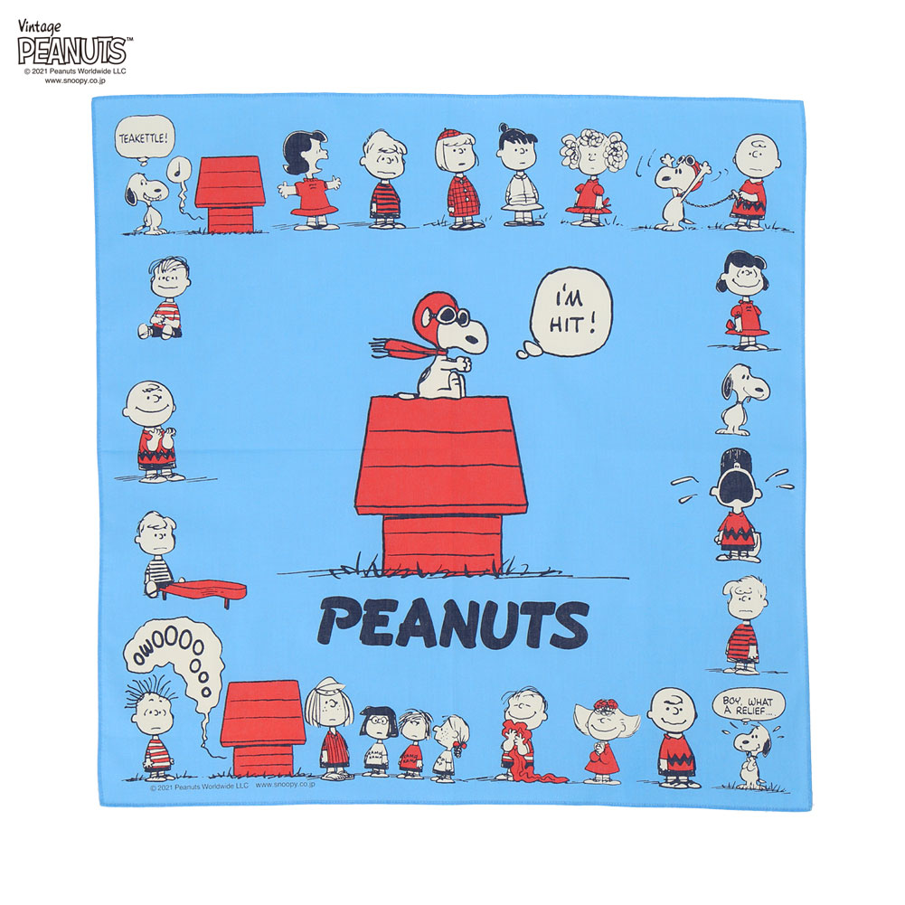 楽天市場 スヌーピー バンダナハンカチ 日本製 Vintage ブルー Intermode Kawabe 楽天市場店
