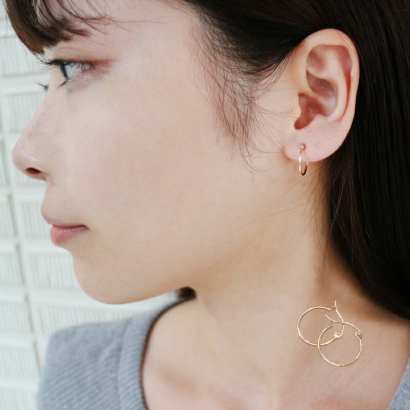 LA直輸入14K ピアス Hoop Pierce 1.0mm カリフォルニアゴールド 14金 イエローゴールド 資産価値 シンプル レディース メンズ プレゼント 本物 保証付き ER1909|五十六(イソロク)店