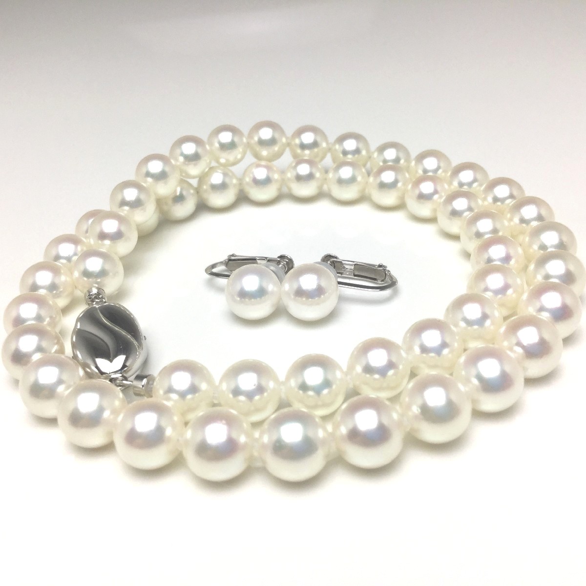 花島 ダリア テリ強✨大珠】 アコヤ真珠 ネックレス 7.5-8.0 あこ 大珠✨テリ◎✨ケース付】 アコヤ真珠 ネックレス 7.5-8.0