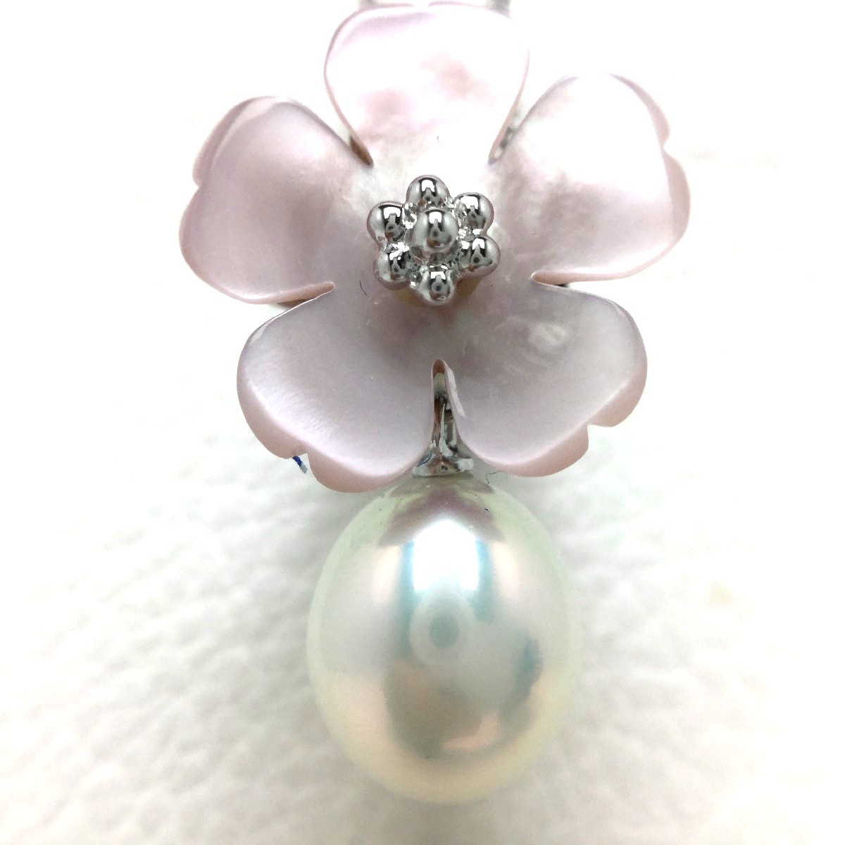 真珠 タイニーピン パール 淡水真珠 9.0-10.0mm ホワイト シルバー シェル 植物 フラワー 67340 イソワパール