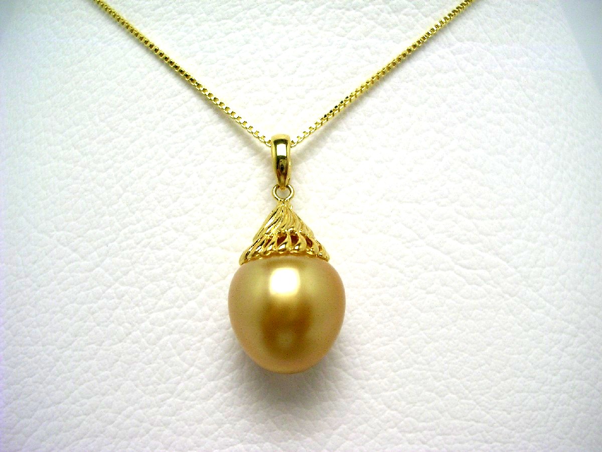 楽天市場】真珠 ペンダント パール 白蝶真珠 13.2mm ゴールド