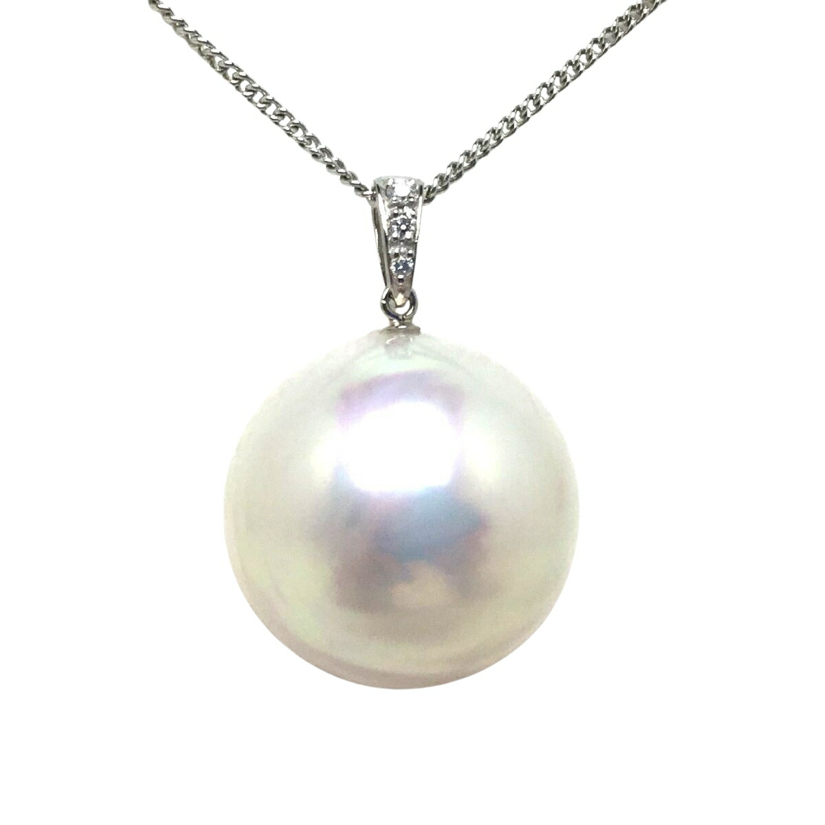 真珠 ペンダントトップ パール マベ真珠 18.0mm ホワイトピンク プラチナ900 ダイヤモンド 0.03ct 79579 イソワパール