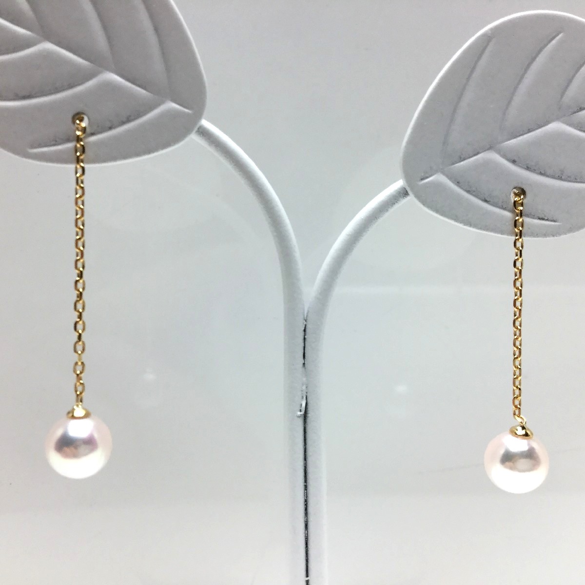 真珠 ピアス パール アコヤ真珠 チェーン 5.0-5,5mm ホワイトピンク K18 イエローゴールド 66394 イソワパール｜伊勢志摩の真珠専門店　IsowaPearl