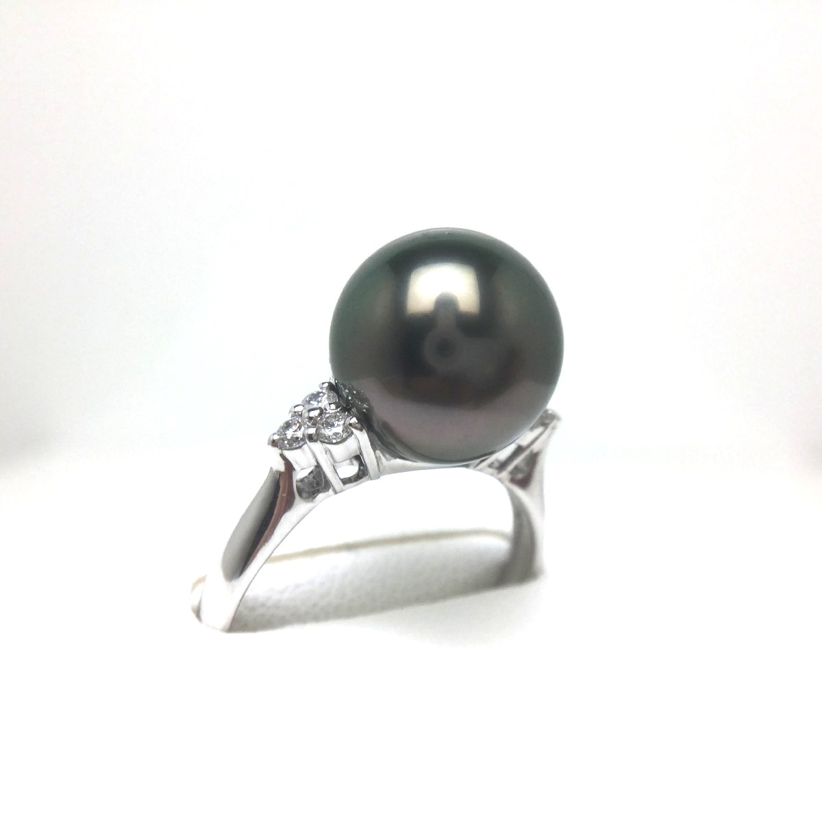 真珠 リング パール オーロラ・ラグーン 黒蝶真珠 10.2mm ピーコックグリーン Pt900 プラチナ ダイヤモンド 0.12ct 69102 イソワパール