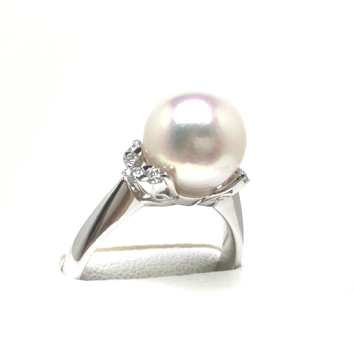 真珠 リング パール オーロラ・花珠 アコヤ真珠 9.1mm ホワイトピンク Pt900 プラチナ ダイヤモンド 0.12ct 72930 イソワパール