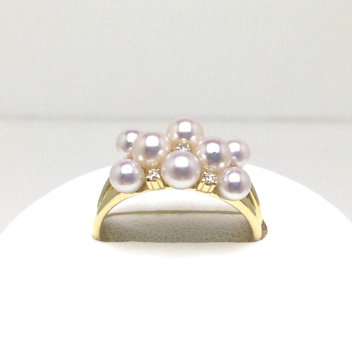 真珠 リング パール アコヤ真珠 約3.5mm ホワイトピンク K18 イエローゴールド ダイヤモンド 0.10ct 73761 イソワパール｜伊勢志摩の真珠専門店　IsowaPearl