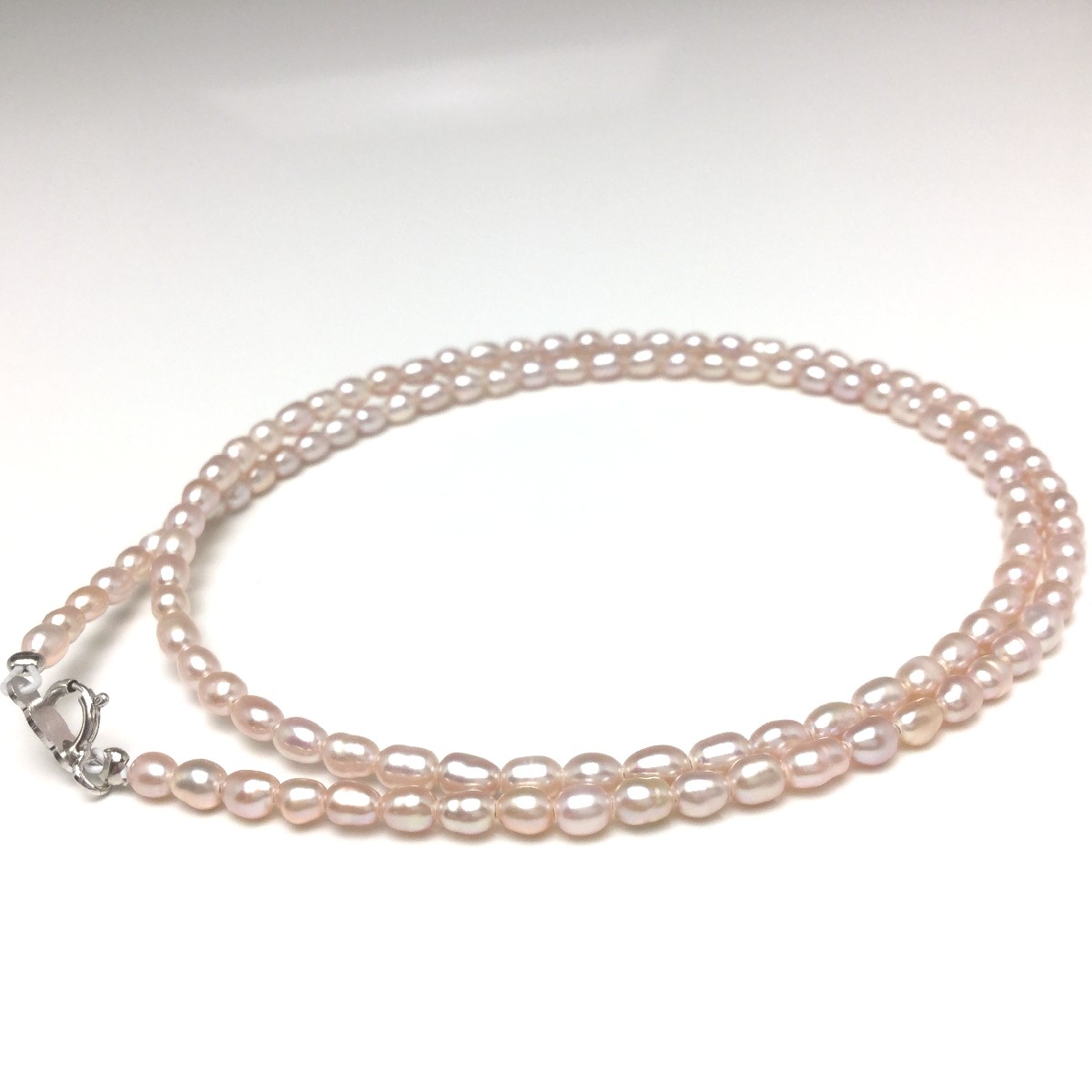 週末価格♡ホワイトピンク×silver製 本真珠ネックレス アコヤ本真珠 パールネックレスセット ホワイトピンク系 6.5-7mm G