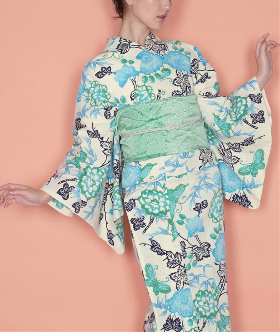 タイムセール 源氏物語・綿麻浴衣☆注染・紅型調ゆかた 源氏物語 浴衣