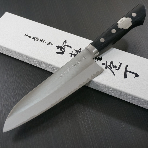 包丁 三徳 165mm V金10号 コバルト合金 ステンレス 口金付本割込DPゴールド 名匠兼常 関兼常 世界の関市の包丁 永切れ KC-142