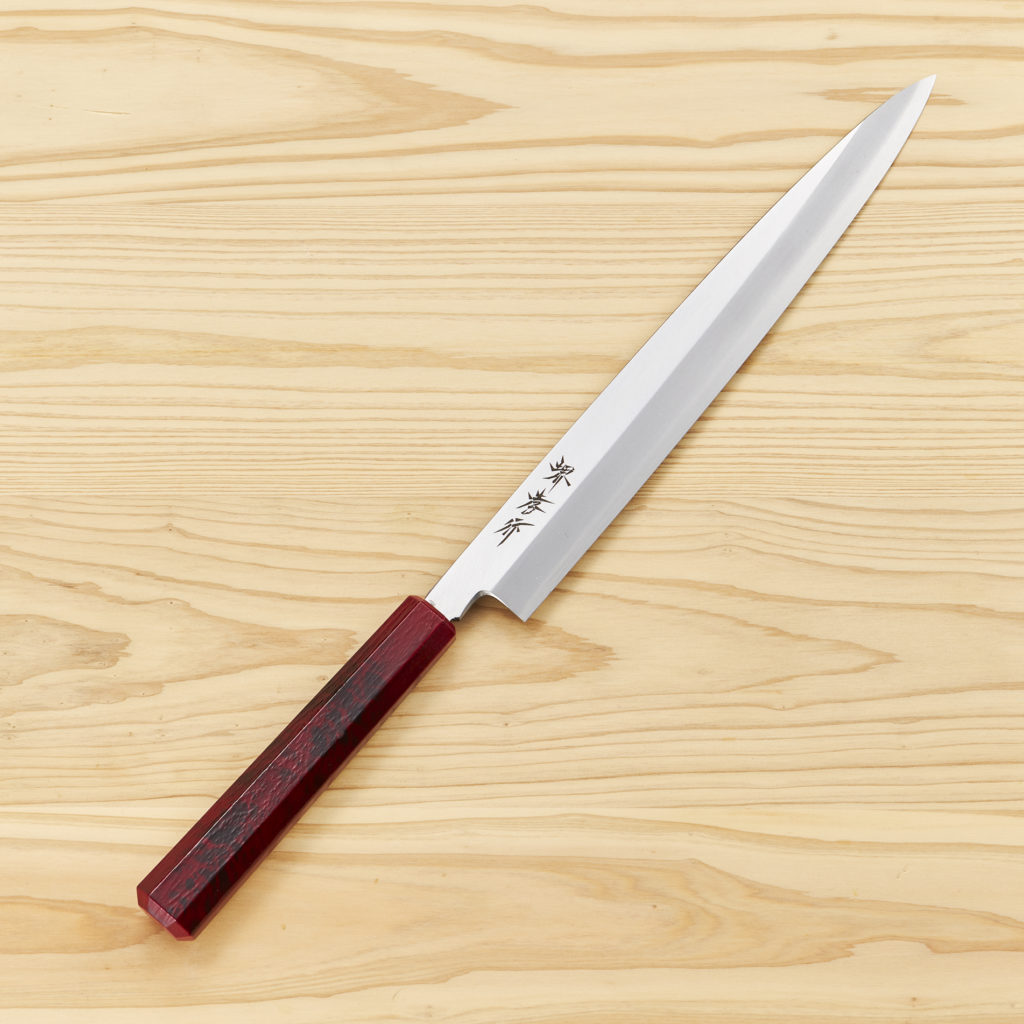 日本製 柳刃包丁 木製ハンドル akabekkou.jpg