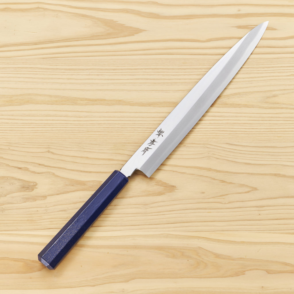 包丁 柳刃 カラー:群青パール 210mm~300mm(4サイズ展開) 堺孝行 INOXなないろシリーズ モリブデン特殊鋼 PC柄 日本製 和包丁|一心刃物