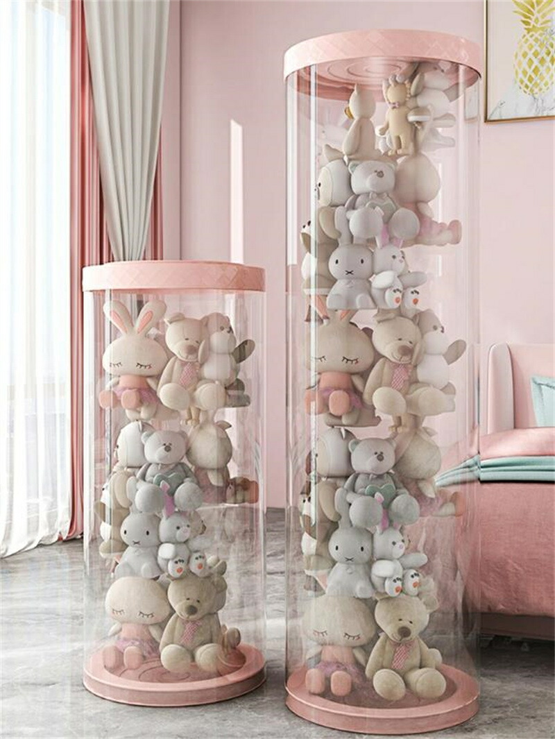 楽天市場】人形収納柱 DIY ぬいぐるみ収納 展示ボックス 透明円柱の