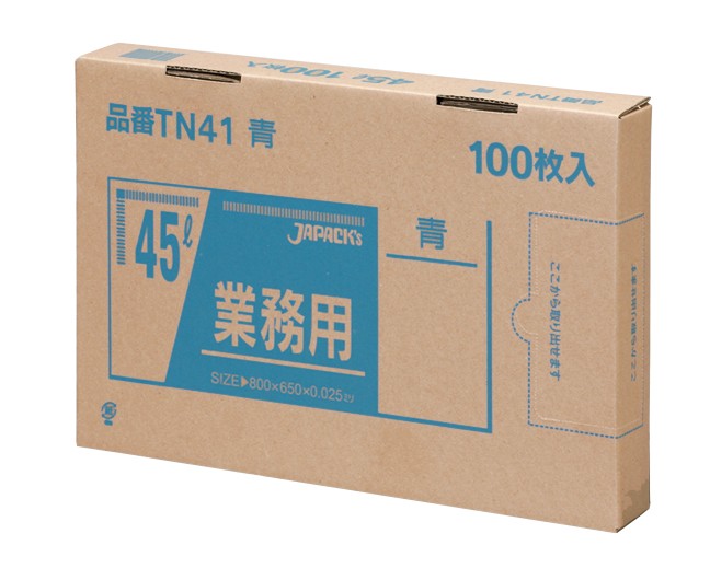 【文芸批評排他的権利あり☆】 TN41 ゴミ袋 45l 45リッター 青 LLD＋META 0.025粍厚 650ｘ800 貨物輸送無料 100枚ｘ6箱 600枚 くず物袋 ポリ袋 45 ジャパックス アイエスショップ