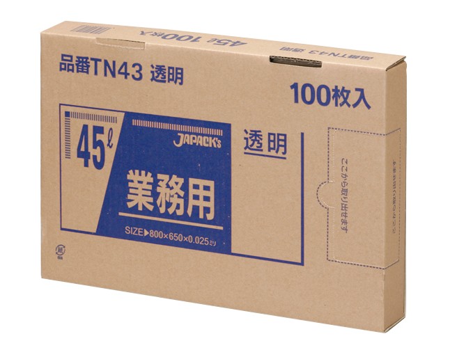 【文学批評排他的権利あり☆】 TN43 ゴミ袋 45l 45リッター 澄み切った LLD＋META 0.025粍厚 650ｘ800 貨物輸送無料 100枚ｘ6箱 600枚 くず物袋 ポリ袋 45 ジャパックス アイエスショップ