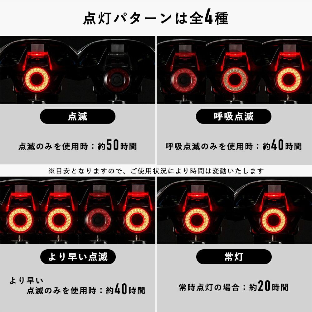 【自転車と同時購入で送料無料】【ブレーキ感知で自動発光!】自転車用テールライト自転車の後方の補助灯USB充電インテリジェントスマートチップ搭載オート防水自動点灯明るいリアライトRockbros(ロックブロス)シートポストとサドル取り付けタイプ