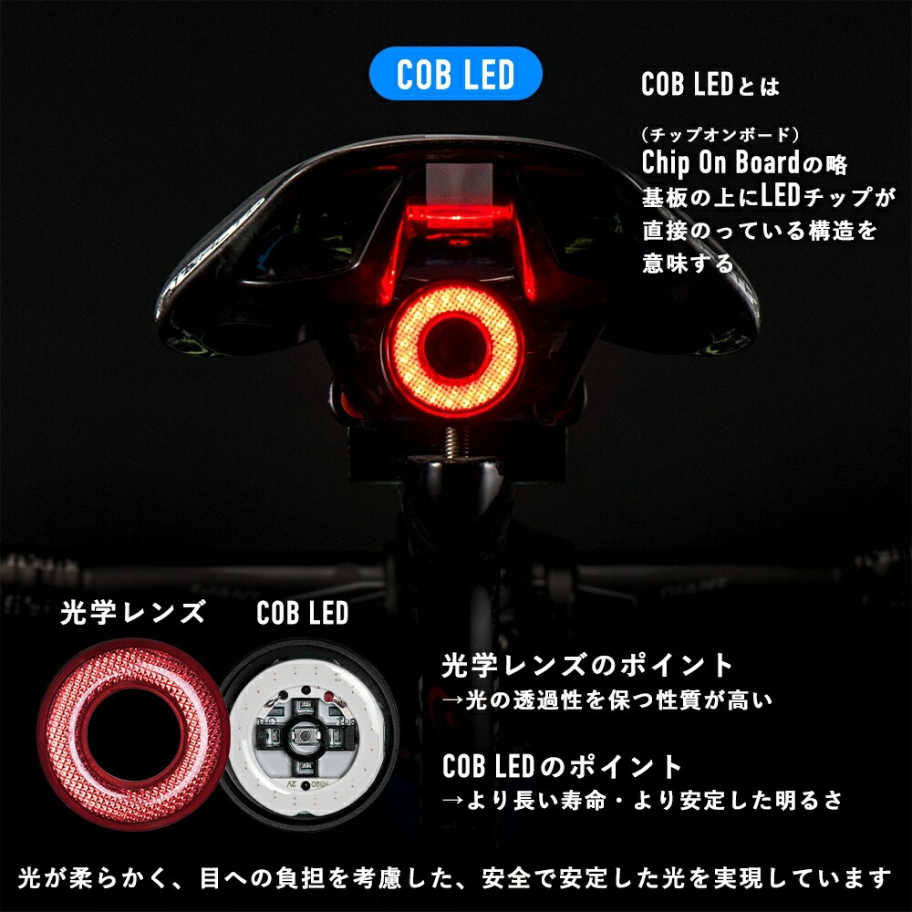 【自転車と同時購入で送料無料】【ブレーキ感知で自動発光!】自転車用テールライト自転車の後方の補助灯USB充電インテリジェントスマートチップ搭載オート防水自動点灯明るいリアライトRockbros(ロックブロス)シートポストとサドル取り付けタイプ