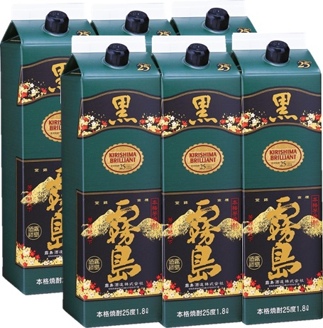 芋焼酎 25度 黒霧島 パック 1.8L 1800ml×6本 お酒 新生活 入学祝い 卒業祝い 就職祝い 進学祝い