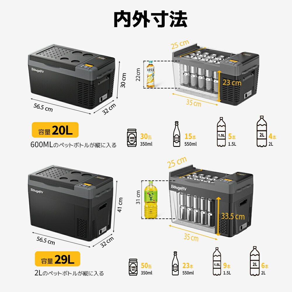 BougeRV ポータブル冷蔵庫 CR Pro 20/29L 車載冷蔵庫 急速冷凍