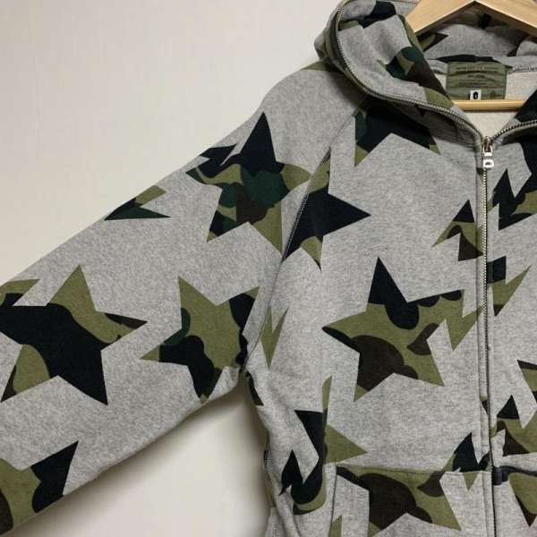 A Bathing Ape アベイシングエイプ 長袖 パーカー Hooded Sweatshirt Hoodie 長袖 迷彩 スター Wジップアップ パーカー Used 古着 中古 Sermus Es