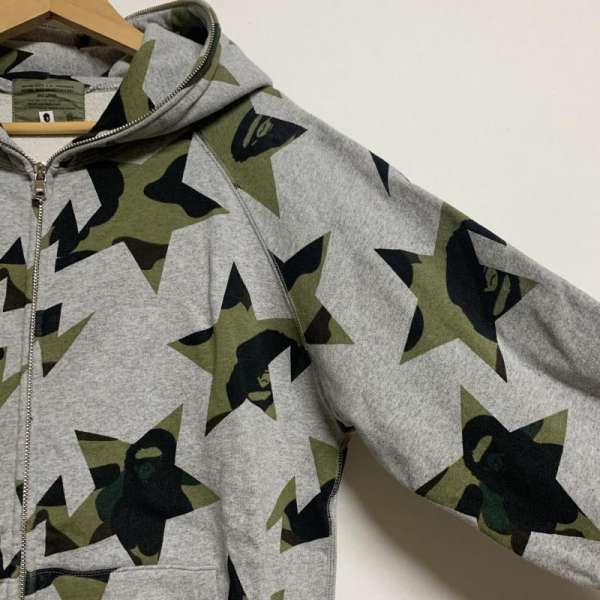 A Bathing Ape アベイシングエイプ 長袖 パーカー Hooded Sweatshirt Hoodie 長袖 迷彩 スター Wジップアップ パーカー Used 古着 中古 Sermus Es