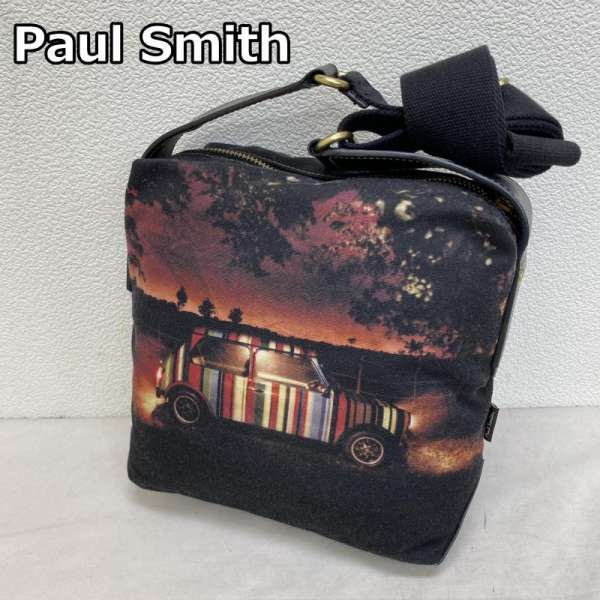 Paul Smith ポールスミス ショルダーバッグ ショルダーバッグ Shoulder Bag ミニクーパー 印刷 スクエアーフォーム 斜掛け かばん 夕焼け Used 古着 中古 Loadedcafe Com